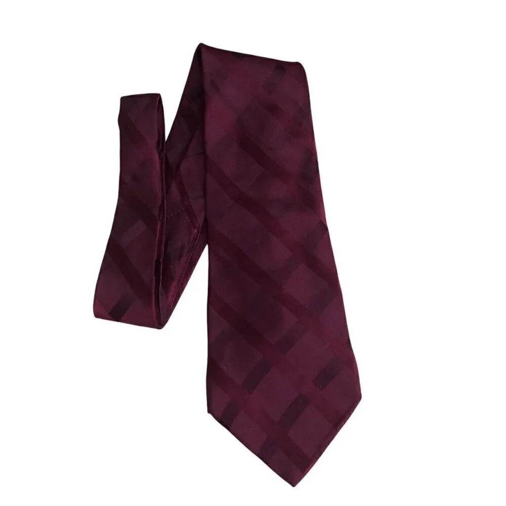 PRONTO UOMO Men's 100% Silk Burgundy Red Necktie - Old Money Quiet Luxury EUC